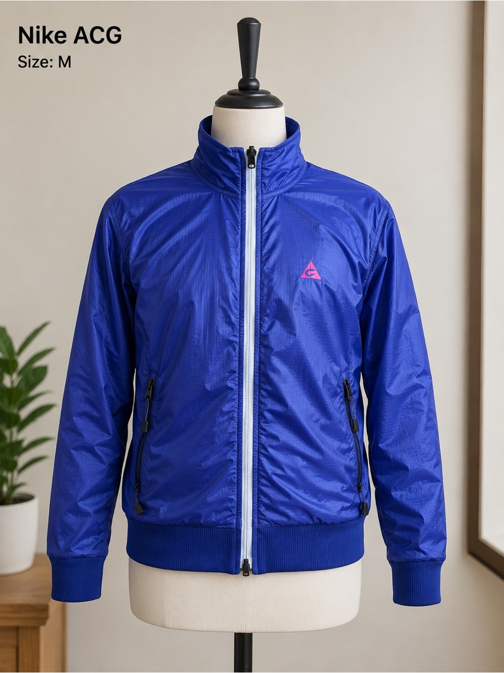 Blue ACG Nike athletic Zip-Front Jacket with Pink Logo